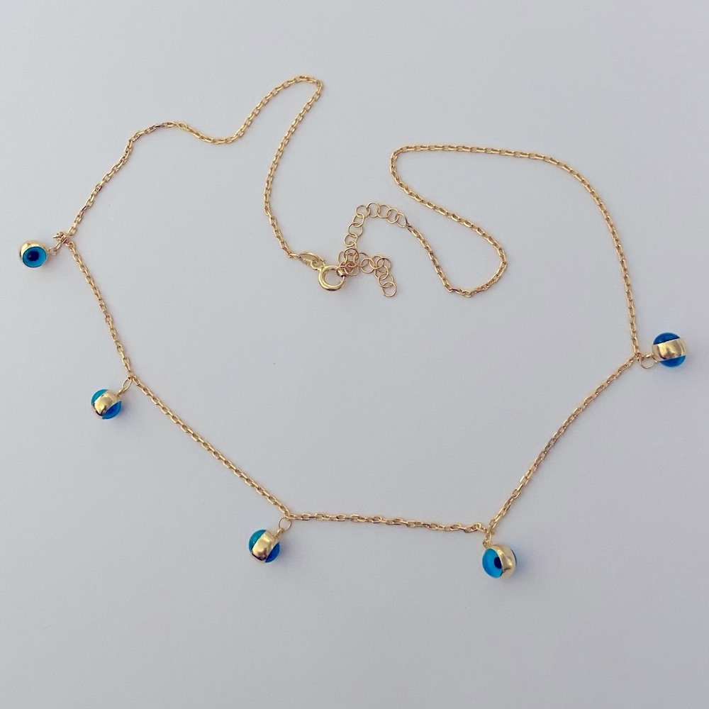 🧿925 silver necklace evileye double sided glass chain 925 silver